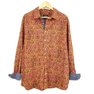 Cremieux Premium Paisley Button Down Shirt Tall 2XT Stretch Vibrant Colorful
